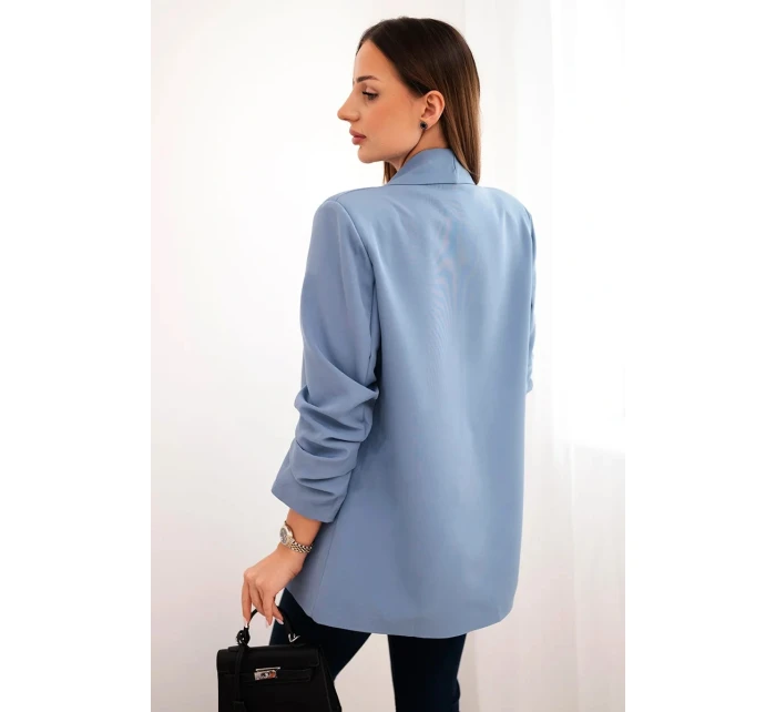 Elegantní sako s klopami model 21819283 modré - K-Fashion Elegantní sako s klopami model 21819283 modré - K-Fashion