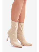 Boty Na Podpatku Světle Béžové model 21681123 - Boto