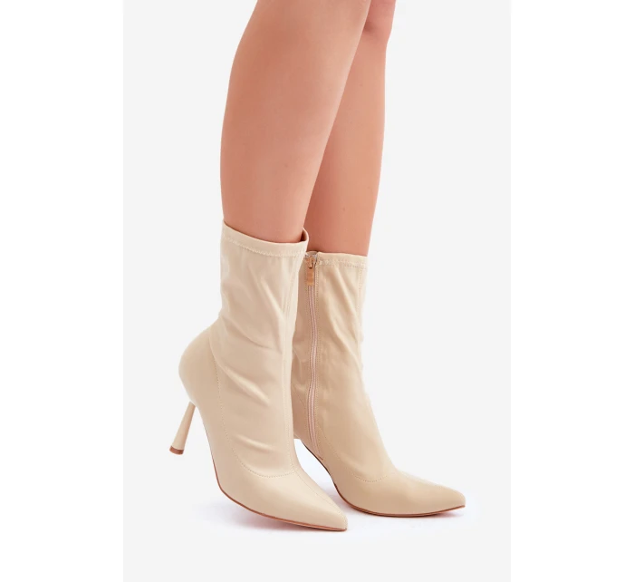 Boty Na Podpatku Světle Béžové model 21681123 - Boto
