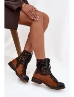 Kožené dámské kotníkové boty z pravé kůže na nízkém podpatku Maciejka 07004-29 camel