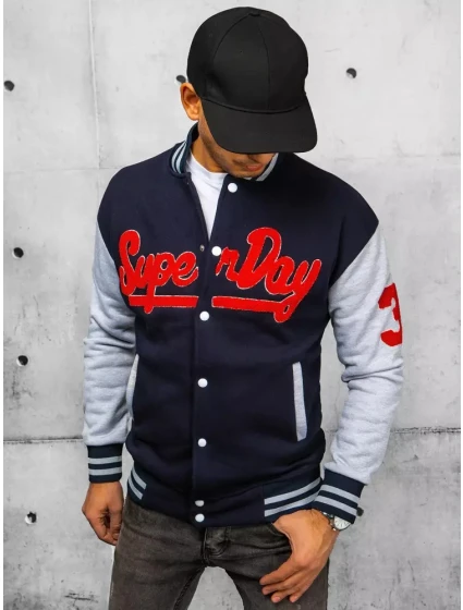 Pánská mikina na zip tmavě modrá FashionStreet BX5443