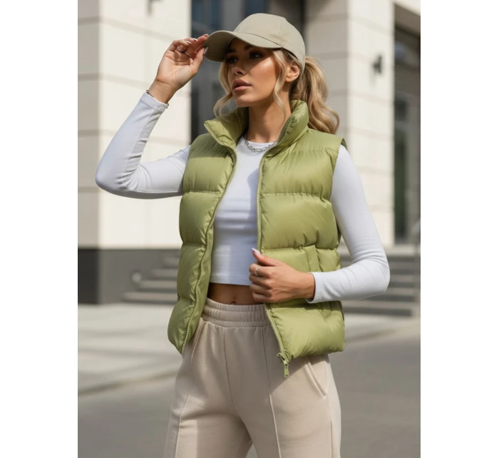 Dámská prošívaná vesta WILLOW pistáciová FashionStreet TY3797
