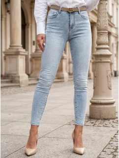 Dámské džínové úzké kalhoty s ozdobou GLAMSKIN modré FashionStreet UY2442