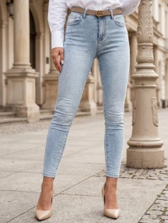 Dámské džínové úzké kalhoty s ozdobou GLAMSKIN modré FashionStreet UY2442