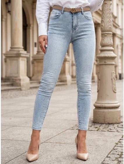 Dámské džínové úzké kalhoty s ozdobou GLAMSKIN modré FashionStreet UY2442 Dámské džínové úzké kalhoty s ozdobou GLAMSKIN modré FashionStreet UY2442
