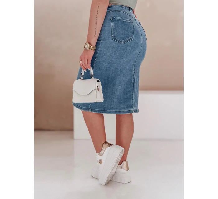 GUZIKOVA modrá midi džínová sukně FashionStreet CY0509 GUZIKOVA modrá midi džínová sukně FashionStreet CY0509