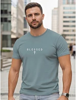 Pánské bavlněné tričko s potiskem BLESSED petrol FashionStreet NX5124R Pánské bavlněné tričko s potiskem BLESSED petrol FashionStreet NX5124R