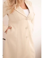 Klasický dámský kabát Plus Size s knoflíky a límcem béžový