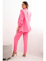 Elegantní komplet saka s kalhotami světle růžový