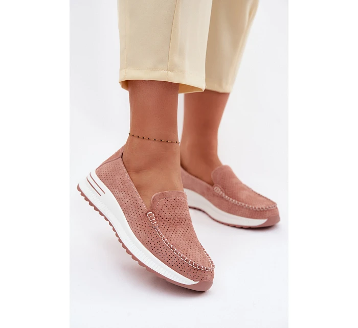 Růžové dámské semišové mokasiny Pevina Růžové dámské semišové mokasiny Pevina