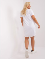 Bílé šaty plus size s kulatým výstřihem