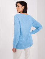 Světle modrý dámský svetr s manžetami