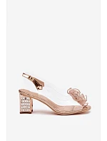 Dámské sandály na podpatku s ozdobou D&A MR52-238 Růžové zlato - D&A