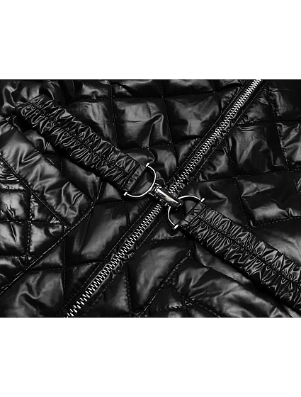 Černá prošívaná dámská bunda s páskem model 17099009 - BH FOREVER Černá prošívaná dámská bunda s páskem model 17099009 - BH FOREVER