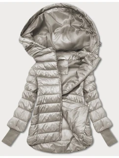 Krátká béžová dámská bunda s úpletovými stahovacími lemy (P22/P3-6636-62)