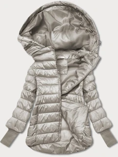 Krátká béžová dámská bunda s úpletovými stahovacími lemy (P22/P3-6636-62)