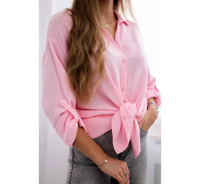 Bavlněná mušelínová košile světle růžová Bavlněná mušelínová košile světle růžová