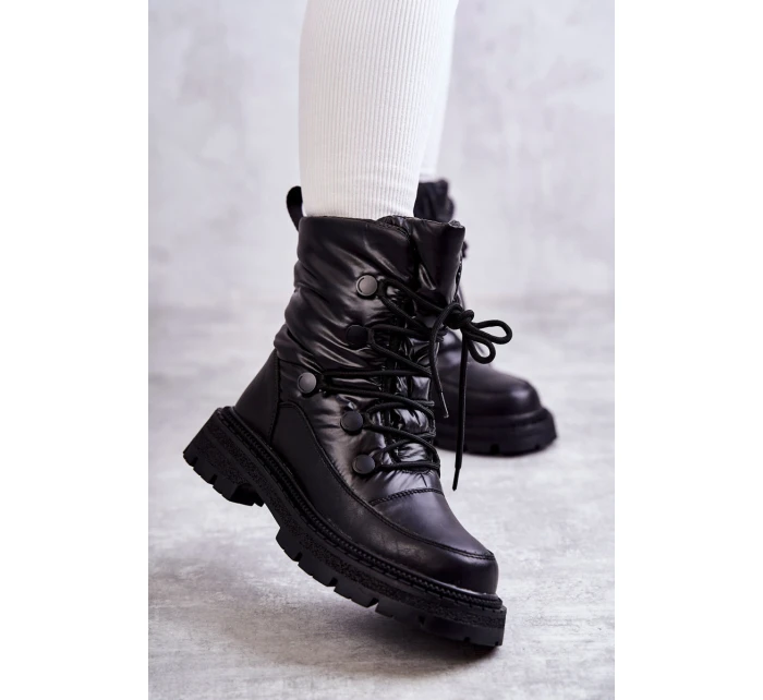 Dámské šněrovací boty do sněhu model 21596648 Černe - Goe