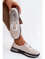 Dámské pohodlné boty z pravé kůže S.Barski LR61-7092 Béžové