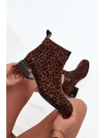 Dámské kotníkové boty z přírodní semišové kůže – hnědé (panterka) Dámské kotníkové boty z přírodní semišové kůže – hnědé (panterka)