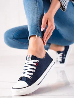 Jedinečné dámské  tenisky modré bez podpatku