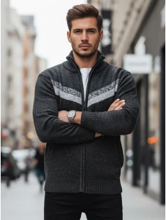 Pánský rozepínací svetr tmavě šedý FashionStreet WX2260z