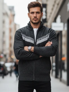 Pánský rozepínací svetr tmavě šedý FashionStreet WX2260z