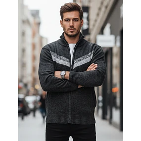 Pánský rozepínací svetr tmavě šedý FashionStreet WX2260z Pánský rozepínací svetr tmavě šedý FashionStreet WX2260z