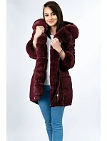 Bavlněná parka s kožešinou vínová (xw805x)