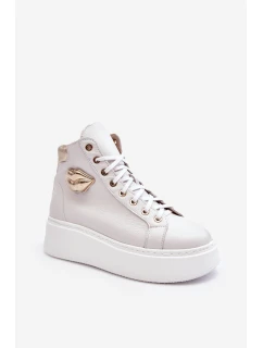 Dámské vysoké tenisky na zip Lemar bílé model 21637631 - Boto