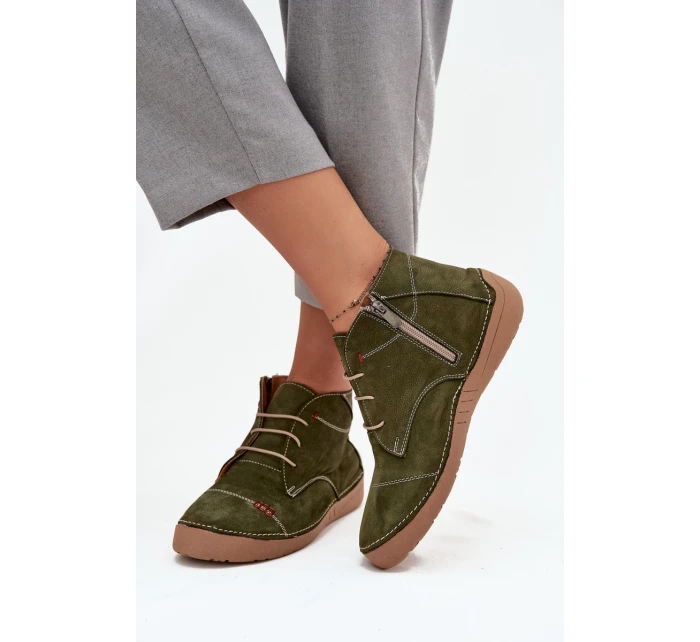 Kožené dámské polobotky s na zip  zelené model 21710454 - Artiker