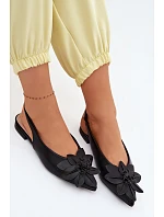 Dámské sandály na nízkém podpatku s dekorativním květem Černé Telivette