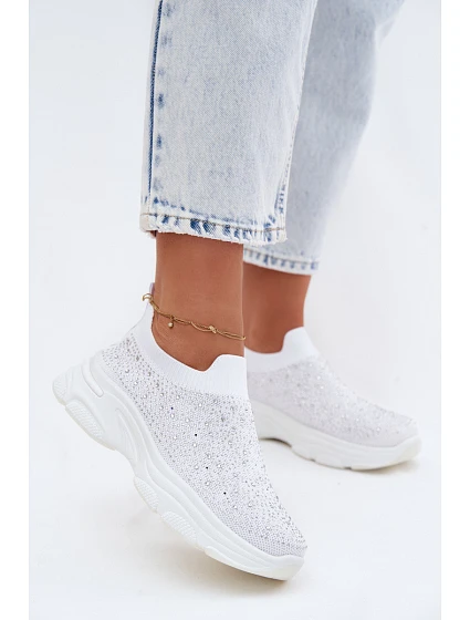Dámské Sportovní Textilní Baleríny s Dekorací Bílé model 22107408 - Boto