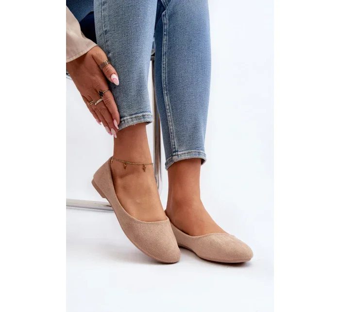 Dámské béžové semišové baleríny Lasota