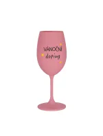 VÁNOČNÍ DOPING - růžová sklenice na víno 350 ml VÁNOČNÍ DOPING - růžová sklenice na víno 350 ml