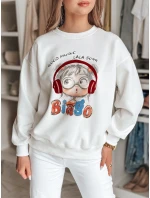 Dámská mikina s potiskem LALA VIBE bílá FashionStreet BY1504 Dámská mikina s potiskem LALA VIBE bílá FashionStreet BY1504