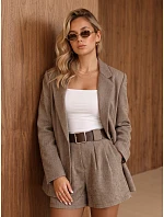Dámská bunda s kostkovaným vzorem, béžová, FashionStreet PY0154