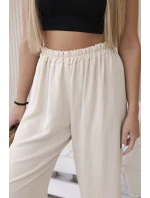 Kalhoty se širokými nohavicemi béžový