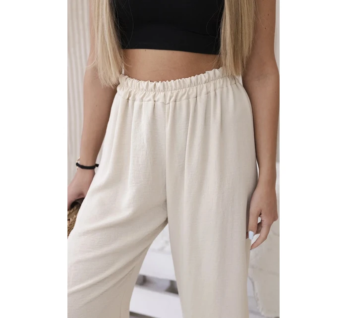 Kalhoty se širokými nohavicemi béžový