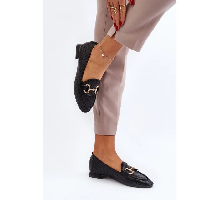 Dámské mokasíny na ploché podrážce s ozdobou černé model 21650939 - Boto Dámské mokasíny na ploché podrážce s ozdobou černé model 21650939 - Boto