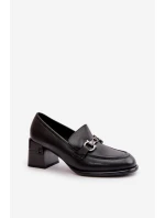 Elegantní Dámské Kožené Polobotky Na Podpatku Černé model 21668909 - VINCEZA