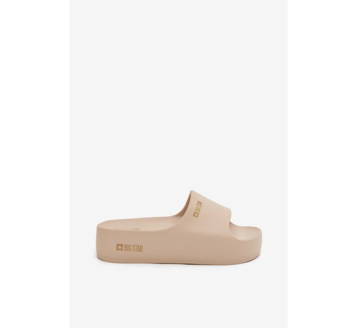 Dámské Pěnové Pantofle Na Masivní Platformě Big Star SS274722 Béžové