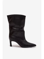 Vklouzněte dámské kotníkové boty na jehlovém podpatku z ekokůže černé Norell Vklouzněte dámské kotníkové boty na jehlovém podpatku z ekokůže černé Norell