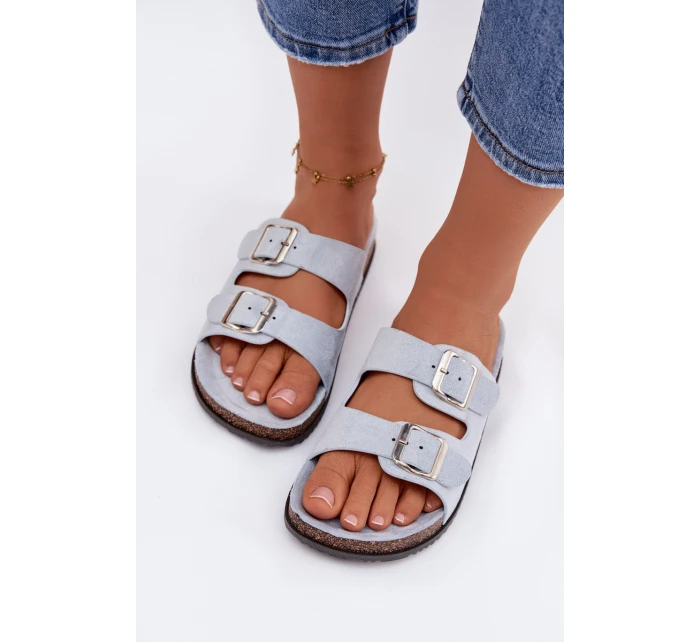 Dámské pantofle s přezkami Modré model 21908448 - Boto