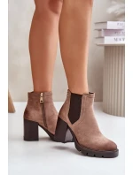 Zateplené Dámské Kotníkové Boty Na Podpatku Z Eko Semiše Vinceza Béžové Zateplené Dámské Kotníkové Boty Na Podpatku Z Eko Semiše Vinceza Béžové