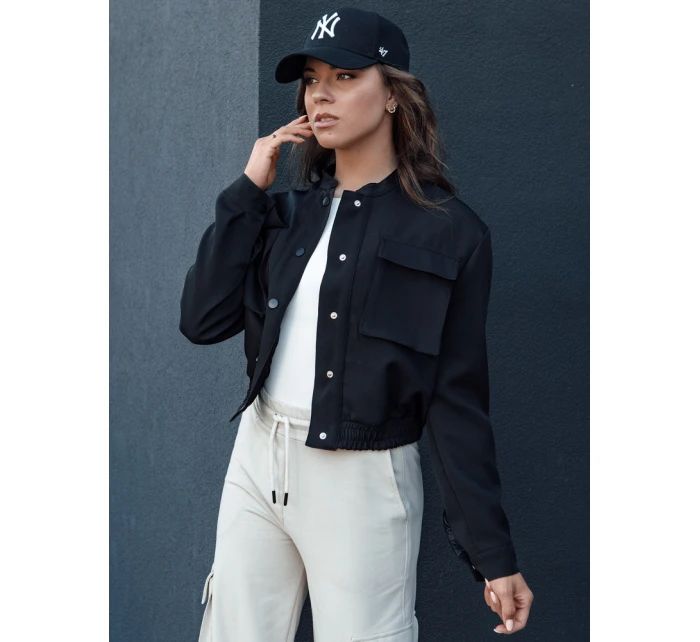 Dámská bunda bomber PRIEV černá FashionStreet TY4307 Dámská bunda bomber PRIEV černá FashionStreet TY4307