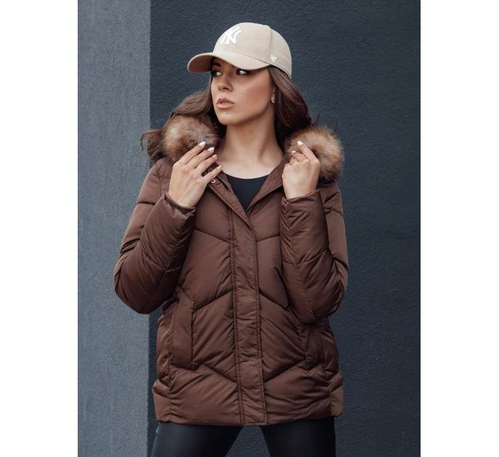 Dámská zimní bunda s kapucí WAYWARD hnědá FashionStreet TY4529