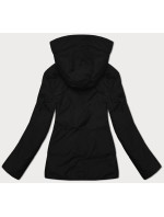 Béžovo-černá oboustranná dámská krátká bunda s kapucí (16M2155-392)