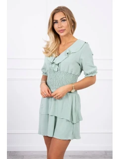 Tmavě mátové šaty do pasu