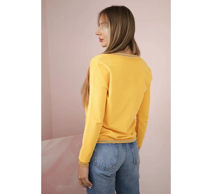 Dámská mikina s flitrovým nápisem hořčice Dámská mikina s flitrovým nápisem hořčice